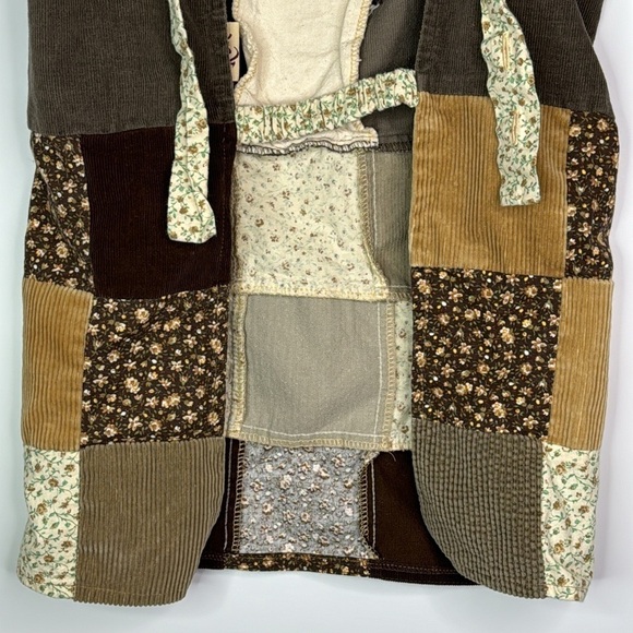 Gypsy Rose Festival Patchwork Grateful Dead Bear Brown Apron Top - Picture 6 of 9